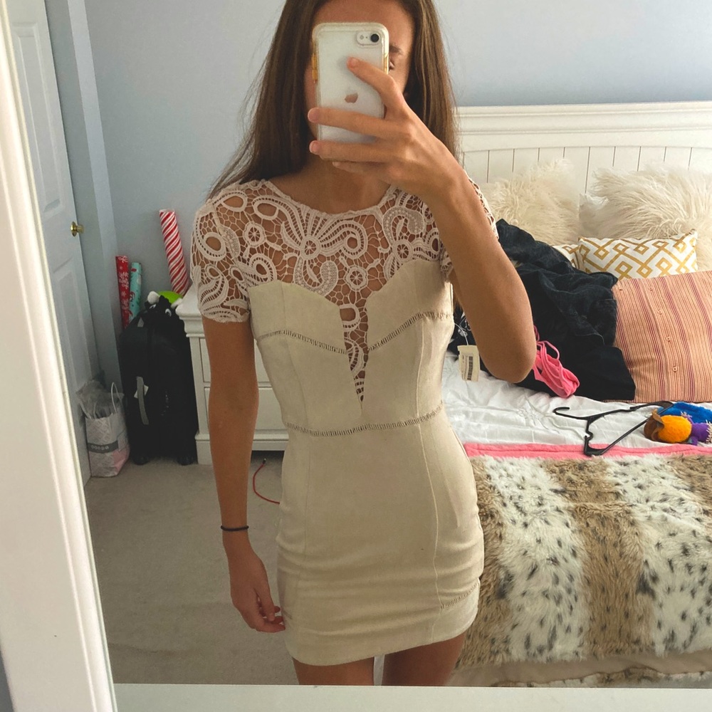 Suede Mini Bodycon Dress
